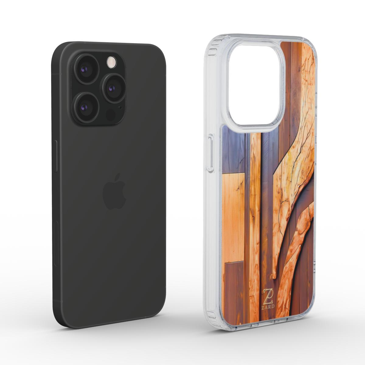Phone clear case (MagSafe): Walnut Mosaic Wood