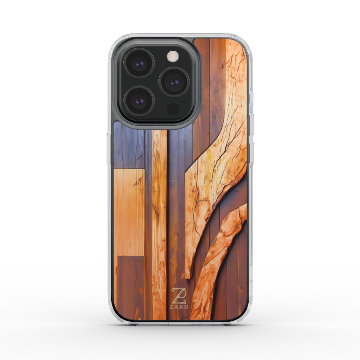 Phone clear case (MagSafe): Walnut Mosaic Wood