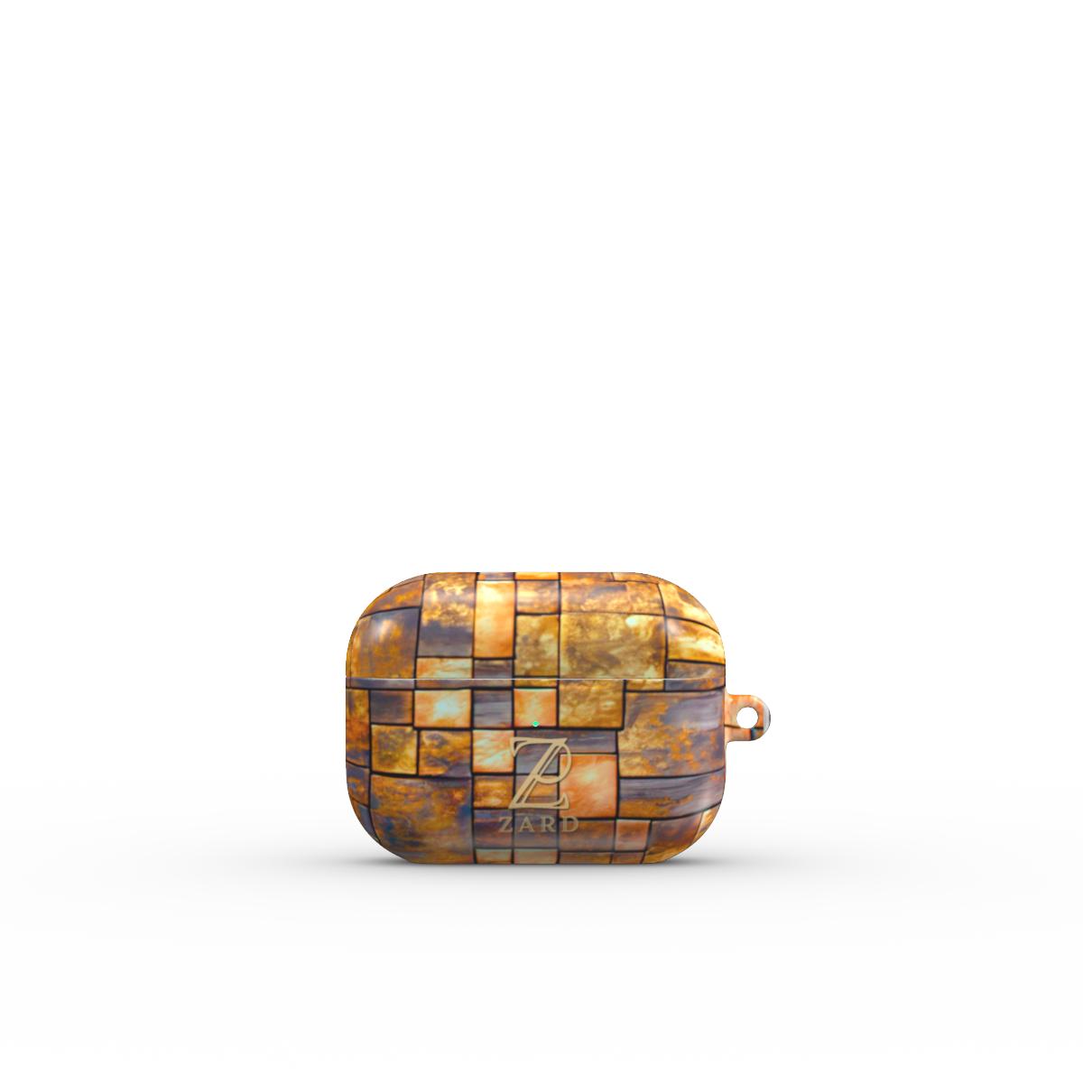 Apple AirPods Tough Case: Brass Rustic Blocks